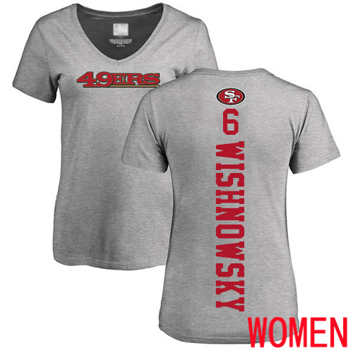 San Francisco 49ers Ash Women Mitch Wishnowsky Backer #6 NFL T Shirt->women nfl jersey->Women Jersey